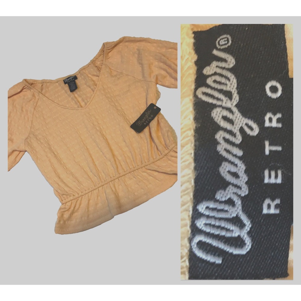 Wrangler Retro -Women's -Medium - Peasant Shirt -Short Sleeve - Sweet As A Peach